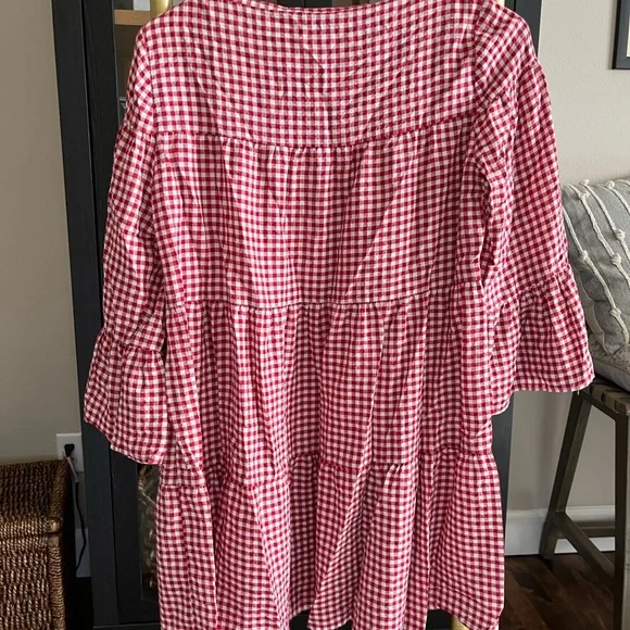 Zara red & white Gingham cottagecore Midi Dress - Picture 5 of 7